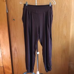 Purple jogger-style lounge pants